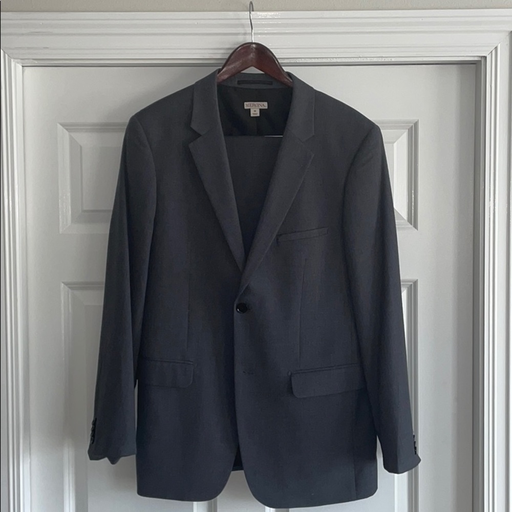 Merona 2 Piece Charcoal Grey Slim Fit Suit